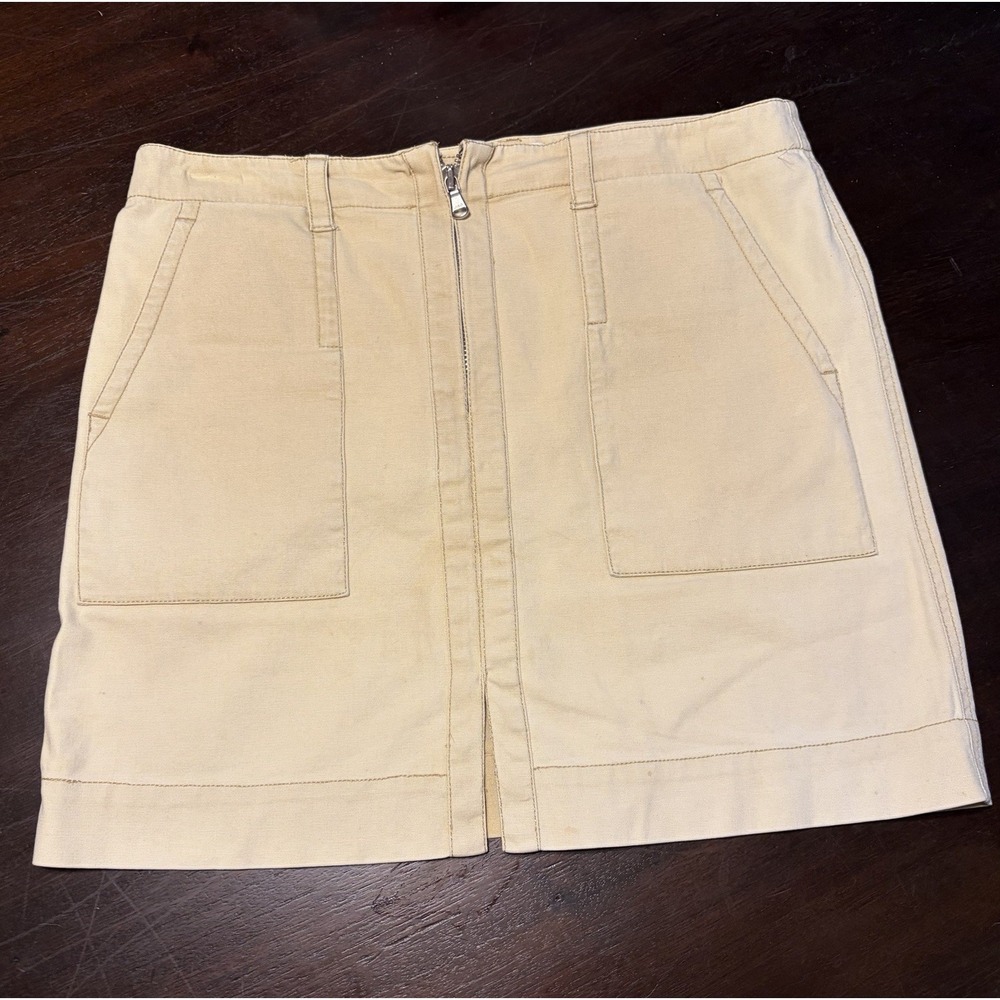 3.1 Phillip Lim Mini Skirt Women 10 Cream Zipper Front Cotton Utility Summer